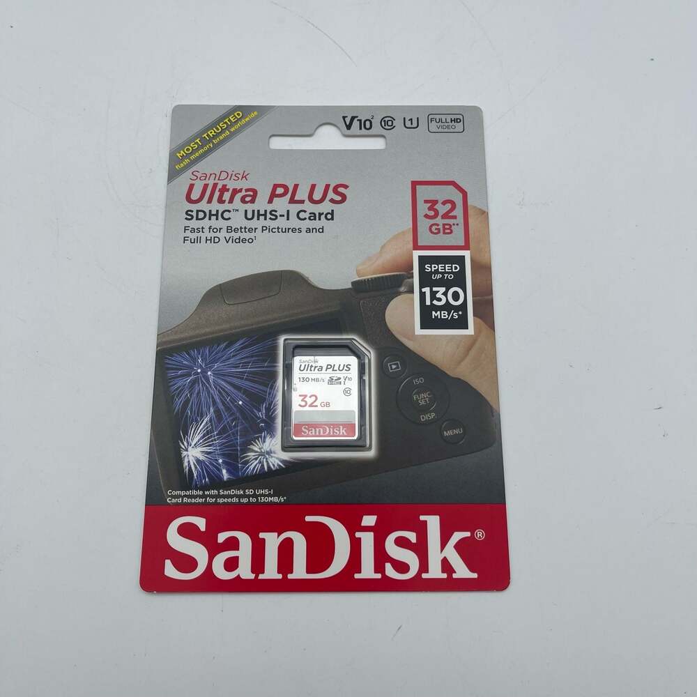 SanDisk Ultra PLUS 32GB SDHC UHS-I Memory Card 130MB/s